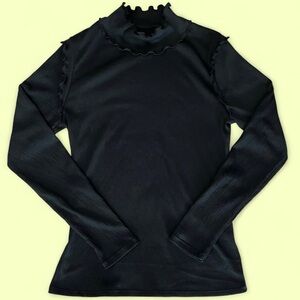 Who What Wear Ruffled Mock Turtleneck Long Sleeve Blouse